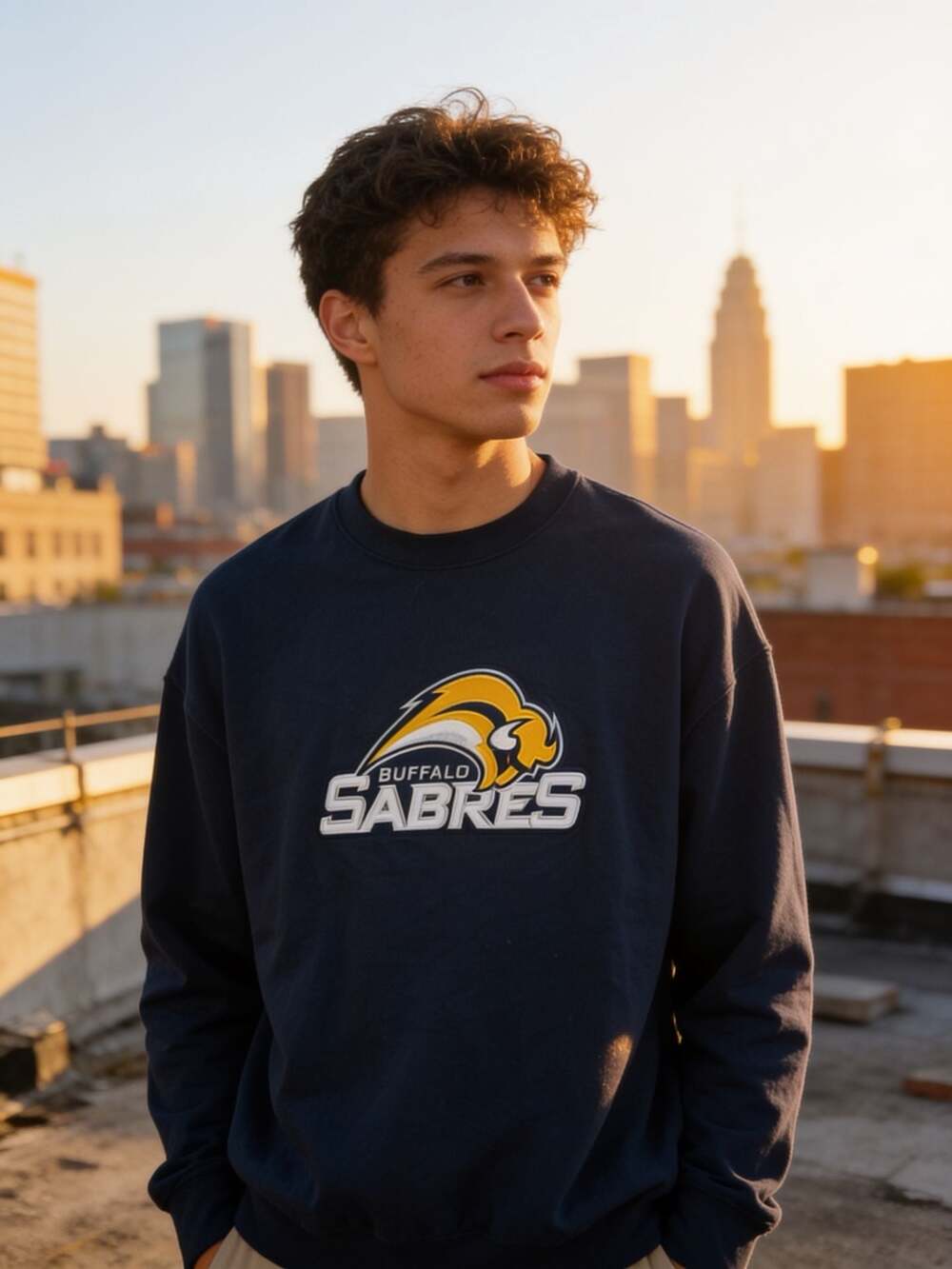 Vintage Buffalo Sabres Crewneck Sweatshirt Navy Blue